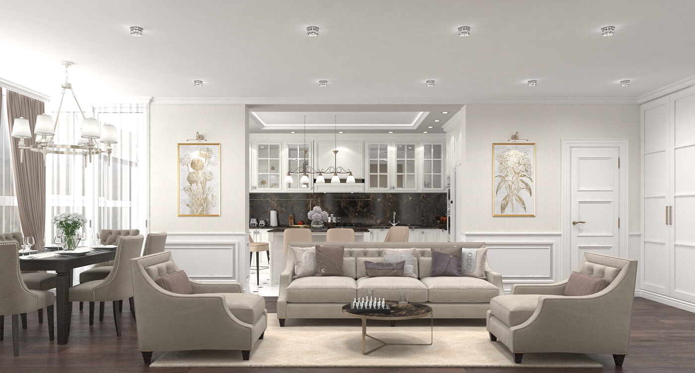 Thiết kế nội thất chung cư tân cổ điển 3 phòng ngủ đầy tinh tế